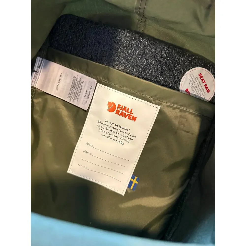 Fjallraven Kanken Mini Kanken Water Resistant Backpack Olive Green Folk Pattern